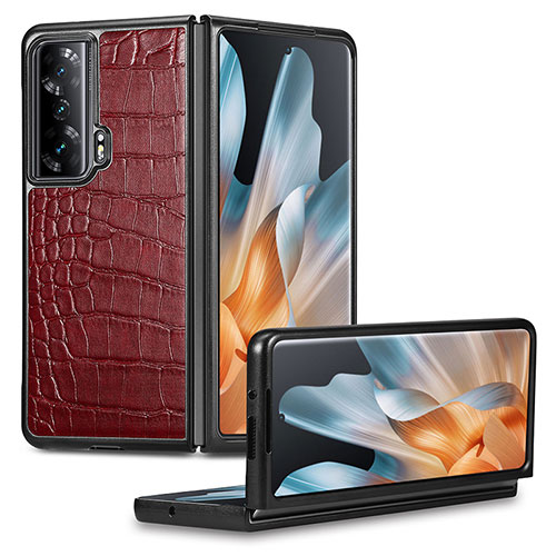 Luxury Leather Matte Finish and Plastic Back Cover Case S03D for Huawei Honor Magic Vs 5G Red