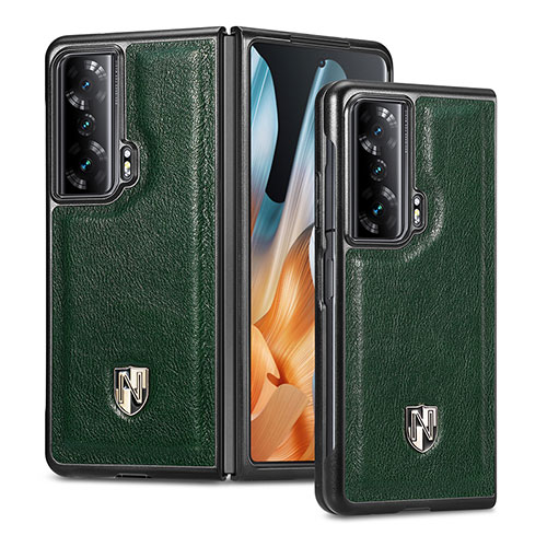 Luxury Leather Matte Finish and Plastic Back Cover Case S04D for Huawei Honor Magic Vs 5G Green