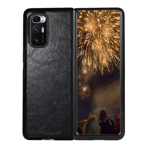 Luxury Leather Matte Finish and Plastic Back Cover Case S05 for Xiaomi Mix Fold 5G Black