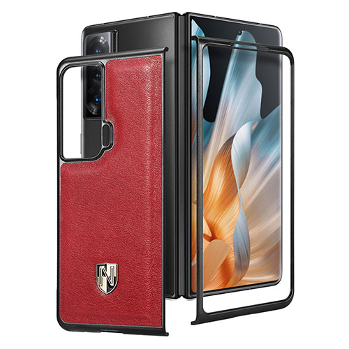 Luxury Leather Matte Finish and Plastic Back Cover Case S05D for Huawei Honor Magic Vs 5G Red