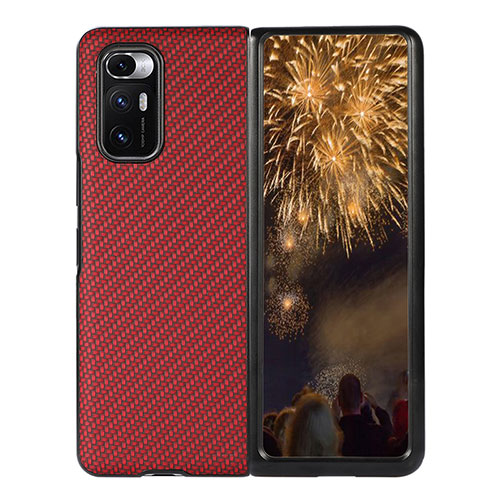 Luxury Leather Matte Finish and Plastic Back Cover Case S07 for Xiaomi Mix Fold 5G Red