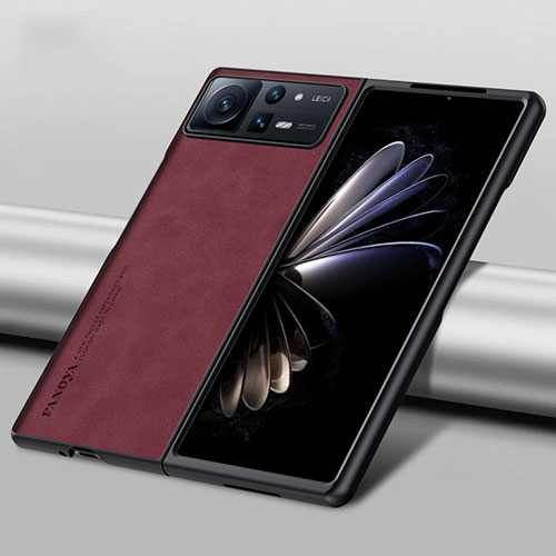 Luxury Leather Matte Finish and Plastic Back Cover Case S10 for Xiaomi Mix Fold 2 5G Red