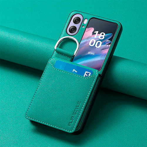 Luxury Leather Matte Finish and Plastic Back Cover Case SD13 for Oppo Find N2 Flip 5G Green