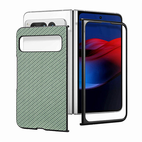 Luxury Leather Matte Finish and Plastic Back Cover Case SD2 for Google Pixel Fold 5G Green