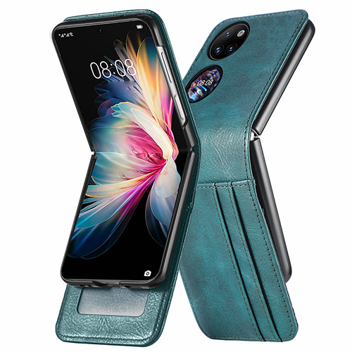 Luxury Leather Matte Finish and Plastic Back Cover Case SD3 for Huawei P50 Pocket Green