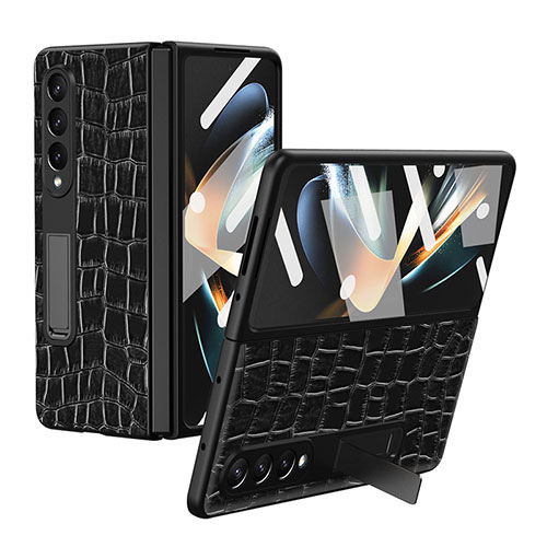 Luxury Leather Matte Finish and Plastic Back Cover Case T01 for Samsung Galaxy Z Fold4 5G Mixed