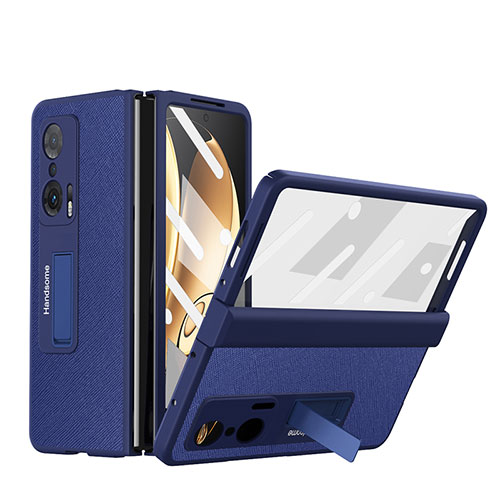 Luxury Leather Matte Finish and Plastic Back Cover Case ZL1 for Huawei Honor Magic V 5G Blue