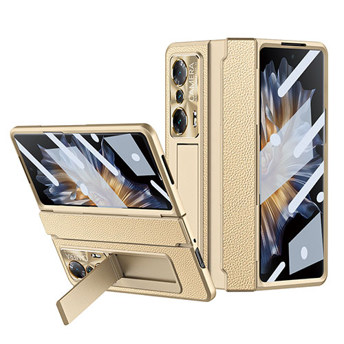 Luxury Leather Matte Finish and Plastic Back Cover Case ZL1 for Huawei Honor Magic Vs 5G Gold