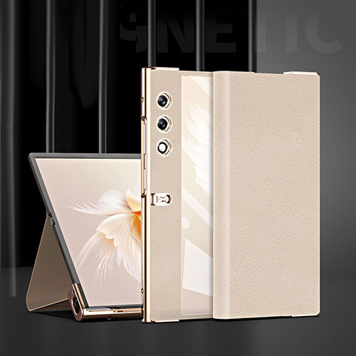 Luxury Leather Matte Finish and Plastic Back Cover Case ZL1 for Huawei Honor V Purse 5G Gold