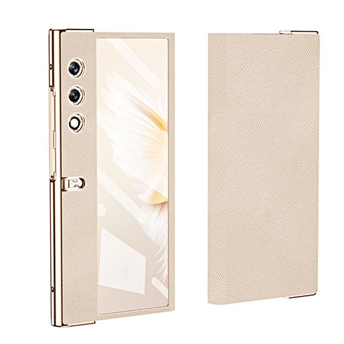 Luxury Leather Matte Finish and Plastic Back Cover Case ZL2 for Huawei Honor V Purse 5G Gold