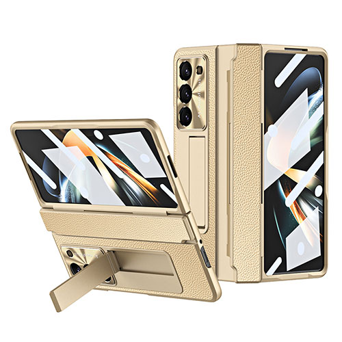 Luxury Leather Matte Finish and Plastic Back Cover Case ZL3 for Samsung Galaxy Z Fold5 5G Beige