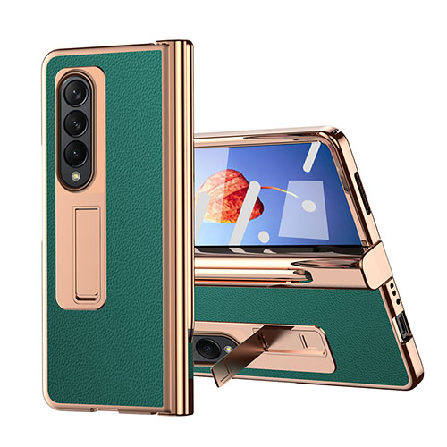 Luxury Leather Matte Finish and Plastic Back Cover Case ZL6 for Samsung Galaxy Z Fold4 5G Green