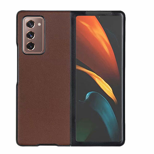 Luxury Leather Snap On Case Cover S03 for Samsung Galaxy Z Fold2 5G Brown