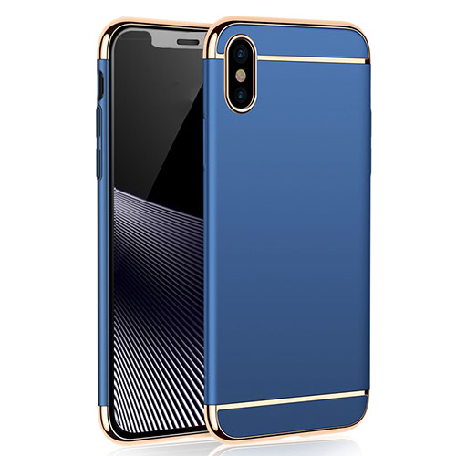 Luxury Metal Frame and Plastic Back Case M01 for Apple iPhone Xs Blue