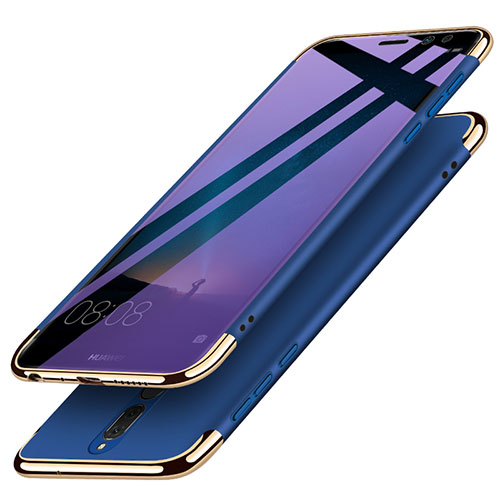 Luxury Metal Frame and Plastic Back Case with Finger Ring Stand for Huawei Mate 10 Lite Blue