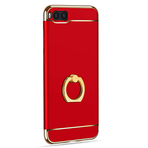 Luxury Metal Frame and Plastic Back Case with Finger Ring Stand for Xiaomi Mi Note 3 Red