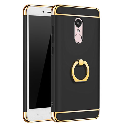 Luxury Metal Frame and Plastic Back Case with Finger Ring Stand for Xiaomi Redmi Note 4 Standard Edition Black