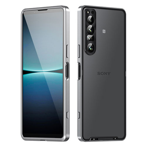 Luxury Metal Frame and Plastic Back Cover Case for Sony Xperia 1 IV SO-51C Silver