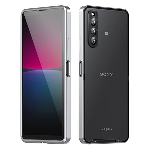 Luxury Metal Frame and Plastic Back Cover Case for Sony Xperia 10 IV Silver