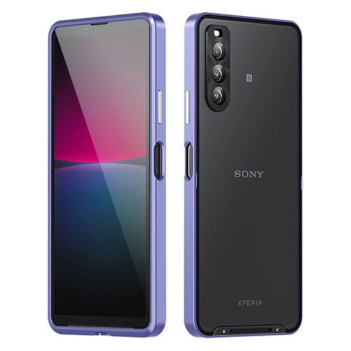 Luxury Metal Frame and Plastic Back Cover Case for Sony Xperia 10 IV SO-52C Purple