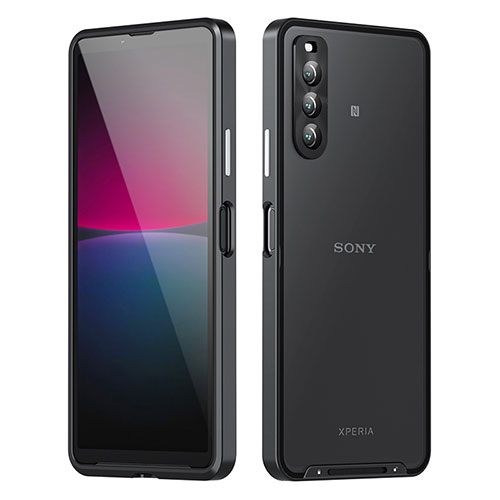 Luxury Metal Frame and Plastic Back Cover Case for Sony Xperia 10 IV SOG07 Black