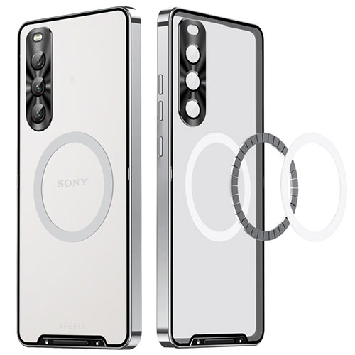 Luxury Metal Frame and Plastic Back Cover Case for Sony Xperia 10 V Silver