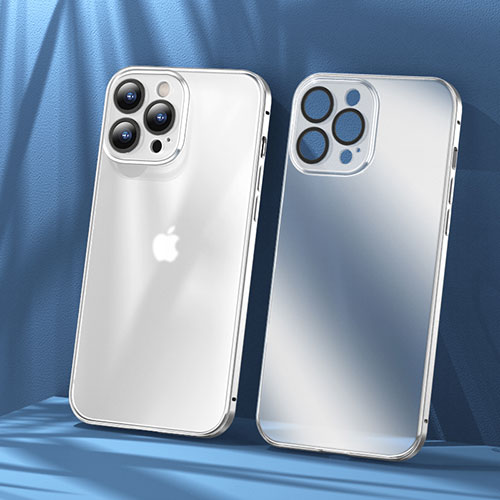 Luxury Metal Frame and Plastic Back Cover Case LF1 for Apple iPhone 16 Pro Max Silver