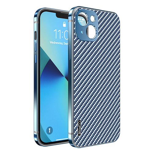 Luxury Metal Frame and Plastic Back Cover Case LF6 for Apple iPhone 13 Blue