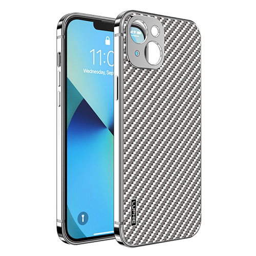 Luxury Metal Frame and Plastic Back Cover Case LF6 for Apple iPhone 13 Silver