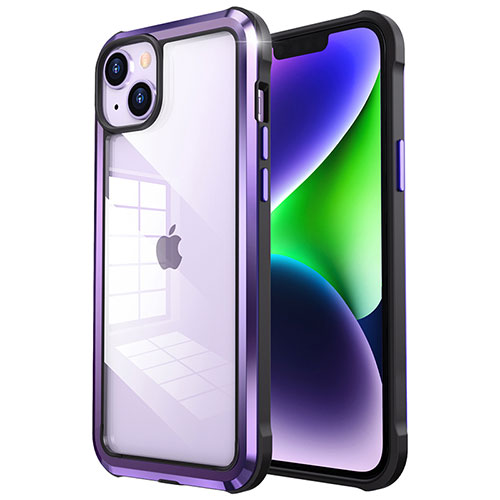 Luxury Metal Frame and Plastic Back Cover Case LF6 for Apple iPhone 14 Plus Purple