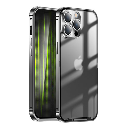 Luxury Metal Frame and Plastic Back Cover Case LK1 for Apple iPhone 13 Pro Max Black