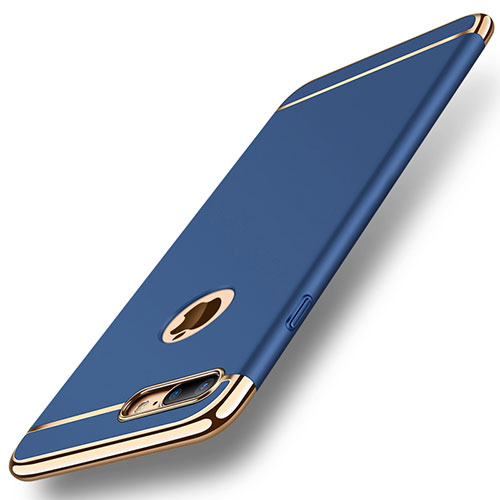 Luxury Metal Frame and Plastic Back Cover Case M01 for Apple iPhone 7 Plus Blue