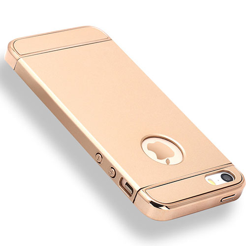 Luxury Metal Frame and Plastic Back Cover Case M01 for Apple iPhone SE Gold