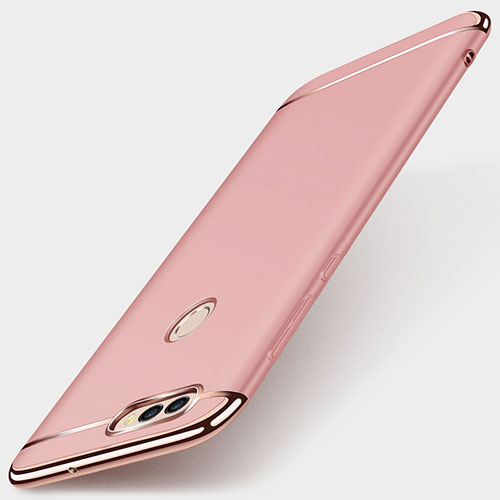 Luxury Metal Frame and Plastic Back Cover Case M01 for Huawei Enjoy 7S Rose Gold