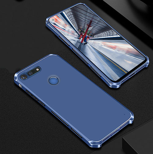 Luxury Metal Frame and Plastic Back Cover Case M01 for Huawei Honor V20 Blue