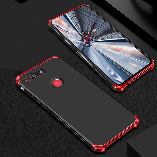 Luxury Metal Frame and Plastic Back Cover Case M01 for Huawei Honor V20 Red and Black