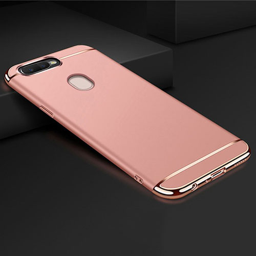 Luxury Metal Frame and Plastic Back Cover Case M01 for Oppo A7 Rose Gold