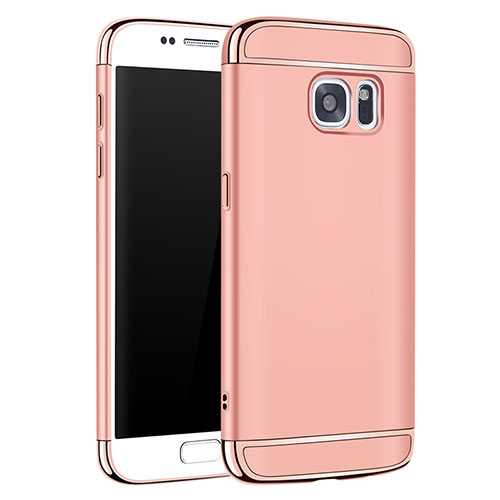 Luxury Metal Frame and Plastic Back Cover Case M01 for Samsung Galaxy S7 G930F G930FD Rose Gold