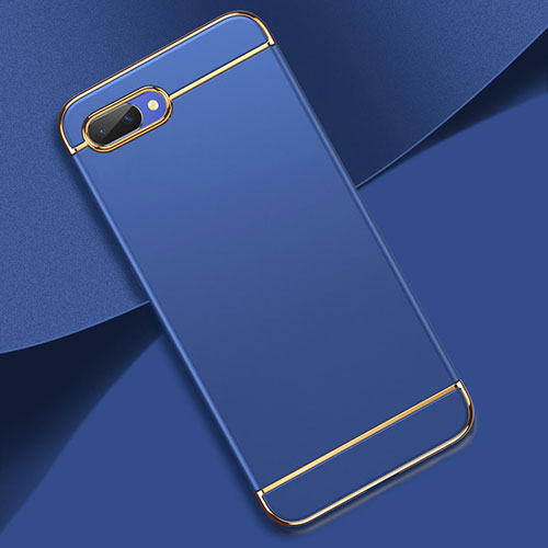 Luxury Metal Frame and Plastic Back Cover Case M02 for Oppo A12e Blue