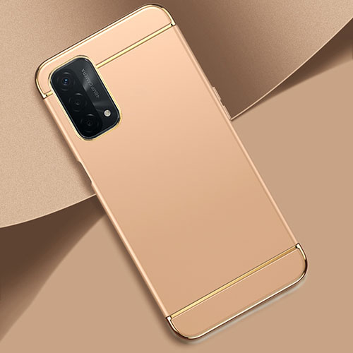 Luxury Metal Frame and Plastic Back Cover Case P02 for Oppo A54 5G Gold