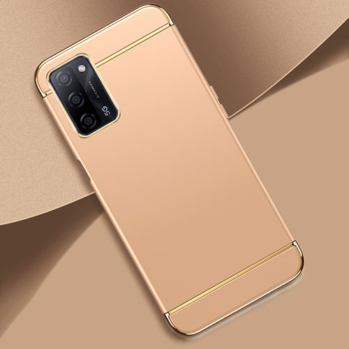 Luxury Metal Frame and Plastic Back Cover Case P02 for Oppo A55 5G Gold