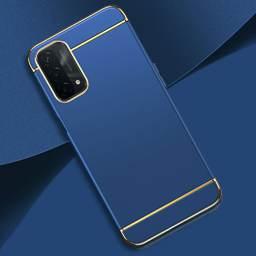 Luxury Metal Frame and Plastic Back Cover Case P02 for Oppo A74 5G Blue