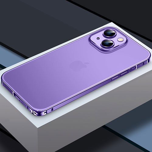 Luxury Metal Frame and Plastic Back Cover Case QC3 for Apple iPhone 13 Purple