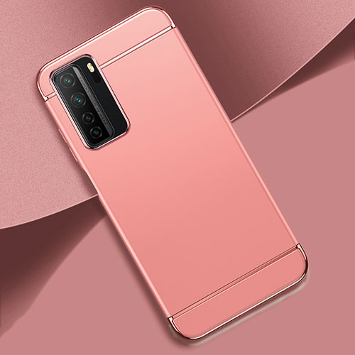 Luxury Metal Frame and Plastic Back Cover Case T01 for Huawei P40 Lite 5G Rose Gold