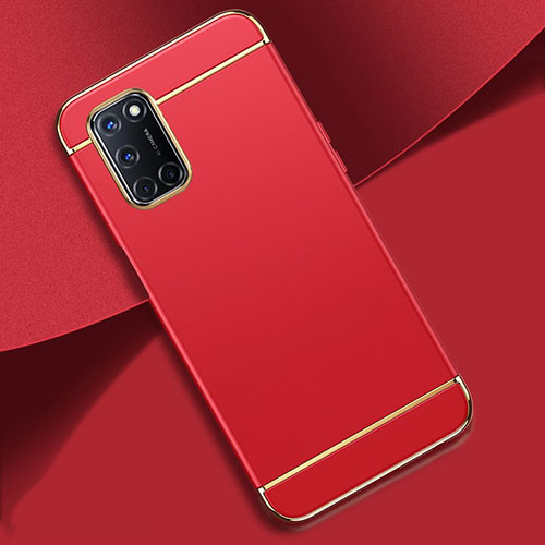 Luxury Metal Frame and Plastic Back Cover Case T01 for Oppo A52 Red