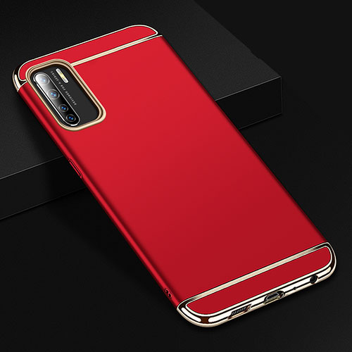 Luxury Metal Frame and Plastic Back Cover Case T02 for Oppo Find X2 Lite Red