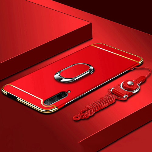 Luxury Metal Frame and Plastic Back Cover Case with Finger Ring Stand A01 for Huawei Honor 9X Pro Red