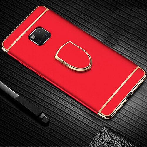 Luxury Metal Frame and Plastic Back Cover Case with Finger Ring Stand A01 for Huawei Mate 20 Pro Red