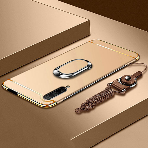 Luxury Metal Frame and Plastic Back Cover Case with Finger Ring Stand A01 for Huawei P Smart Pro (2019) Gold