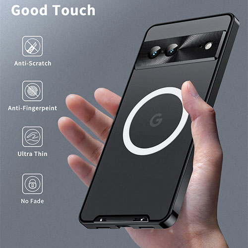 Luxury Metal Frame and Plastic Back Cover Case with Mag-Safe Magnetic LK1 for Google Pixel 7 5G Black